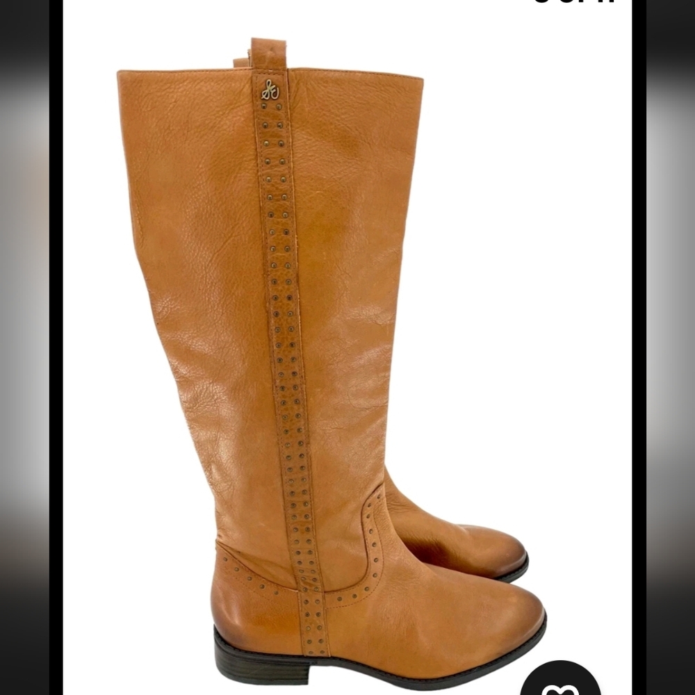 NWOB Sam Edelman Prina Riding boots In Whiskey Leather W/ Stud Detail Sz 9.5